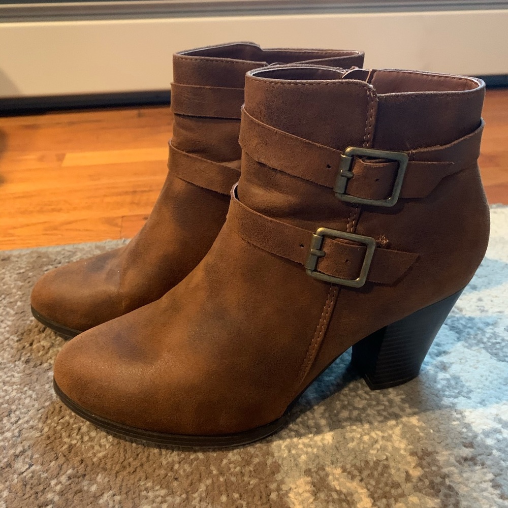Brown heeled booties